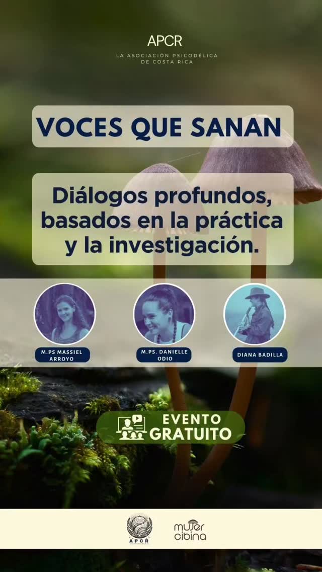 Linda comunidad
Con entusiasmo les compartimos este evento de Co-creación Micelio con @mujer_cibina
Voces que Sanan, Diálogos desde la práctica y la experiencia, una conversación con terapeutas latinoamericanas sobre acompañamiento y salud mental con psilocibina.
Tendremos el honor de contar con la participación de experimentadas terapeutas que aportarán una visión crítica y propositiva sobre este nuevo campo de incursión.
@luz.perenne
@danielleo_psi
@madlucidity
Detalles del evento:
📅 Miércoles 29 de octubre
🕕 6:00 p.m. (hora Costa Rica)
⏱️ 90 minutos
🎙️ Modera: Massiel Arroyo y Marce
💻 Plataforma: Mujer Cibina (Mighty Networks)
👉 Registro: https://mujer-cibina.mn.co