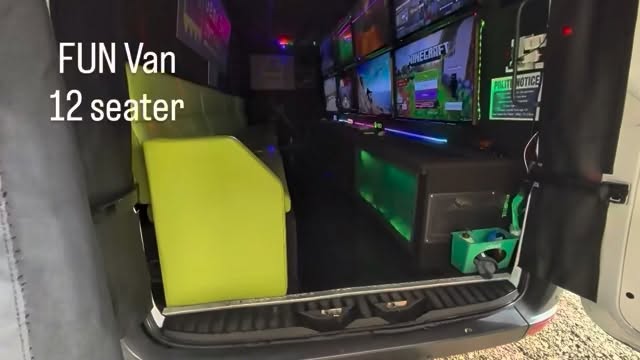 FUN van from Game Heads , FUN seats 12 kids aged 7-12 or 8 teens/adults aged 13+ each players gets a console , 8 Xboxs , 4 Nintendos and a racing wheel set up. Music and Lights package as well as virtual reality options. Book The Best www.gameheads.co.uk