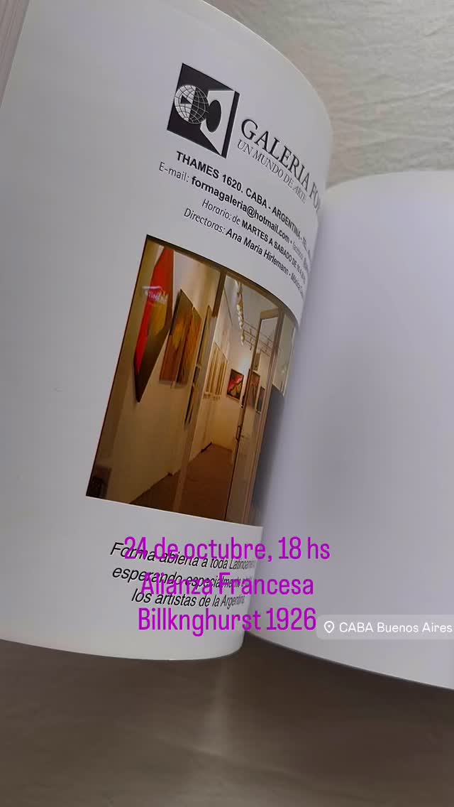 El viernes 24 de octubre a las 18 hs, @galeriaforma invita a la presentación de la edición 2025 del libro que recopila más de medio siglo de trayectoria.
La cita es en la @alianzafrancesabsas - Palermo, Billinghurst 1926, CABA.
La obra documenta el trabajo en la promoción y difusión del arte argentino y latinoamericano de las últimas décadas.
Monica Cassini, directora de la galería, recuerda sus comienzos con la prestigiosa Julia Díaz en El Salvador y la colaboración del crítico Rafael Squirru en Buenos Aires. Grandes artistas como Victor Chab, Eduardo Mac Entyre, Rogelio Polesello, Juan Carlos Liberti, Pérez Celis, Miguel Ocampo, Héctor Borla, entre otros, acompañaron este proceso.
Su primer local en Aráoz y Santa Fe, dirigido por Monica Cassini junto a Ana María Hirlemann, fue lugar de encuentro entre artistas y público.
En una segunda etapa, la galería se muda al local de calle Thames en el corazón de Palermo Soho - una gran vidriera al público local e internacional.
Este libro, prologado por José Emilio Burucúa, es un registro de los últimos años, en que la galería se abre a los artistas noveles de todo el país dando visibilidad a nuevos talentos.
Son muchos los artistas que ilustran este libro que será presentado el viernes 24 de octubre a las 18 hs en la Alianza Francesa de Palermo - Billinghurst 1926, CABA, con entrada libre y gratuita. #librodearte #artecontemporaneo #arteargentino #editorial #arte #artesvisuales #galeriaforma #alianzafrancesa #ilustración #criticadearte @amilsherme @gracieladietl @stella.sidi @pilardebitonto @jessicageneux @nerarodriguez1238 @patriciainiguezaguilera @lorenapersampieri @laucarte @luisamdury @monikart963 @gracielagra246 @jesusdougnac @mariluzdiaz.art @carla___chavarria @fernandopagani20 @veronicaallamand El viernes 24 de octubre a las 18 hs, @galeriaforma invita a la presentación de la edición 2025 del libro que recopila más de medio siglo de trayectoria.
La cita es en la @alianzafrancesabsas - Palermo, Billinghurst 1926, CABA.
La obra documenta el trabajo en la promoción y difusión del arte argentino y latinoamericano de las últimas décadas.
Monica Cassini, directora de la galería, recuerda sus comienzos con la prestigiosa Julia Díaz en El Salvador y la colaboración del crítico Rafael Squirru en Buenos Aires. Grandes artistas como Victor Chab, Eduardo Mac Entyre, Rogelio Polesello, Juan Carlos Liberti, Pérez Celis, Miguel Ocampo, Héctor Borla, entre otros, acompañaron este proceso.
Su primer local en Aráoz y Santa Fe, dirigido por Monica Cassini junto a Ana María Hirlemann, fue lugar de encuentro entre artistas y público.
En una segunda etapa, la galería se muda al local de calle Thames en el corazón de Palermo Soho - una gran vidriera al público local e internacional.
Este libro, prologado por José Emilio Burucúa, es un registro de los últimos años, en que la galería se abre a los artistas noveles de todo el país dando visibilidad a nuevos talentos.
Son muchos los artistas que ilustran este libro que será presentado el viernes 24 de octubre a las 18 hs en la Alianza Francesa de Palermo - Billinghurst 1926, CABA, con entrada libre y gratuita. #librodearte #artecontemporaneo #arteargentino #editorial #arte #artesvisuales #galeriaforma #alianzafrancesa #ilustración #criticadearte @amilsherme @gracieladietl @stella.sidi @pilardebitonto @jessicageneux @nerarodriguez1238 @patriciainiguezaguilera @lorenapersampieri @laucarte @luisamdury @monikart963 @gracielagra246 @jesusdougnac @mariluzdiaz.art @carla___chavarria @fernandopagani20 @veronicaallamand