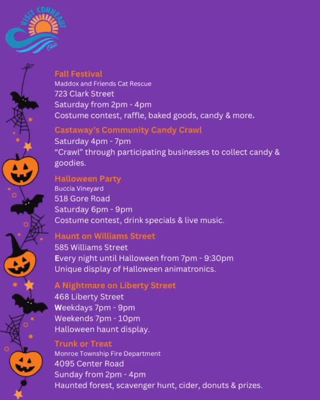 We have all the festive spooky season events to keep you busy all weekend! 🎃👻🍂
#visitconneautoh #conneautohio #halloween #thingstodo