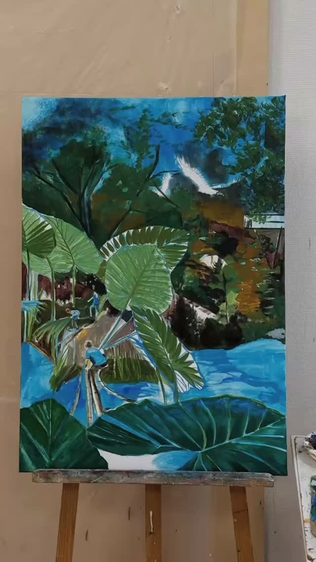 I am currently working on this painting. It speaks of passages, of surpassing oneself, of children who seek their path to a dream horizon.