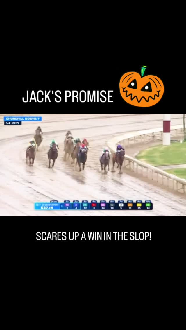 WINNER! Jack's Promise brings it home in the slop today under a great ride by jockey @cheminaudvincent! Congratulations owner Bob Baron and family. Another Promises Fulfilled legacy!
