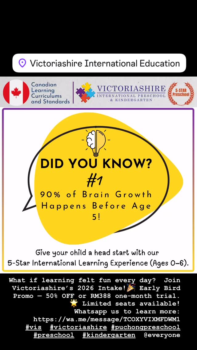 What if learning felt fun every day? Join Victoriashire’s 2026 Intake!🎉 Early Bird Promo — 50% OFF or RM388 one-month trial.🌟 Limited seats available!Whatsapp us to learn more: https://wa.me/message/TCOXYVIXMFDWM1 #vis #victoriashire #puchongpreschool #preschool #kindergarten #puchong #childcare #bestpreschoolpuchong #internationaleducation @Everyone