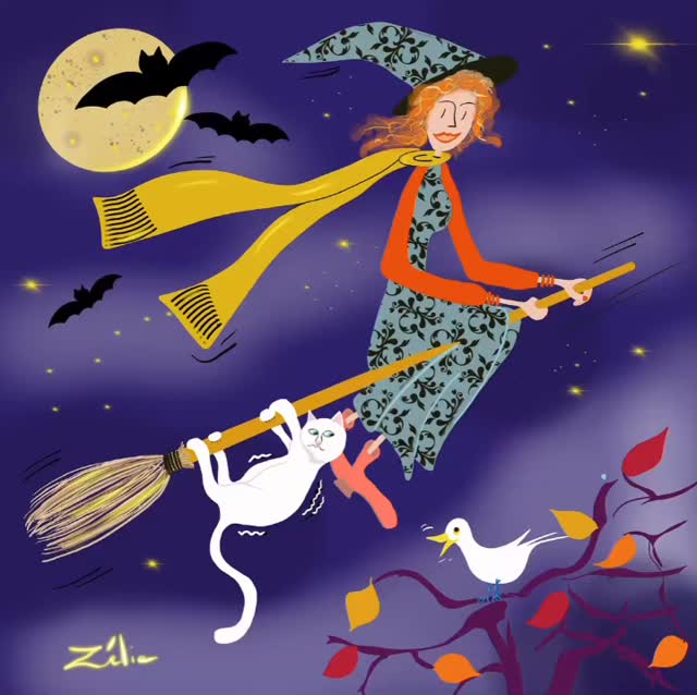 #decoration #dessin #drawing #illustration #graphism #witch #cat #harry_potter