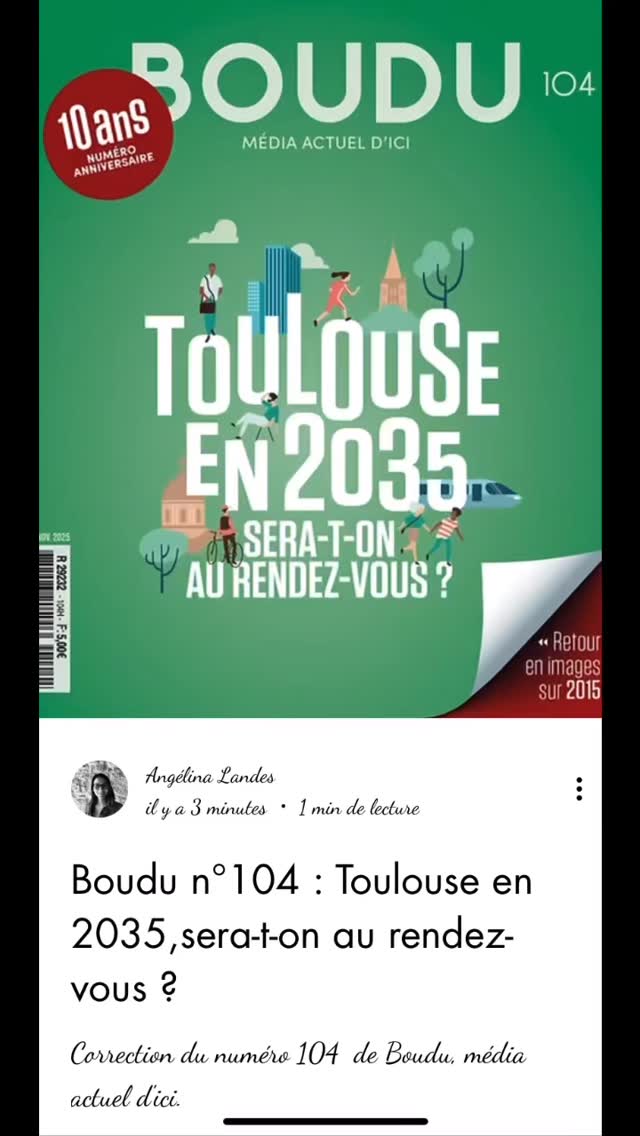 Correction du numéro 104 de Boudu.
🎵« 10 ans de nous, 10 ans de nous
Est-ce que je tresse pas trop tôt des lauriers
10 ans de nous, 10 ans de nous
Est-ce que je tresse pas trop tôt des lauriers
10 ans de nous, 10 ans de nous
À deux doigts d’oublier qu’on s’est déjà perdu
10 ans de nous, j’attends pas de toi tout
Mais j’attends de nous ça et j’attends de nous tout
10 ans de douceur, de souffrance, de coup de peur
De tourments, de loups et de tournant
Des souffleurs de crises et des bonheurs qui se brisent
Mais qu’on s’est ranimé
Ce sera ça aimer, pour nous c’est ça » 💜.
10 ans de nous de Ben Mazué sinon numéro à retrouver très vite dans votre kiosque le plus proche sinon en ligne ici : https://www.boudulemag.com.
#boudumag #toulouse #occitanie #languefrançaise