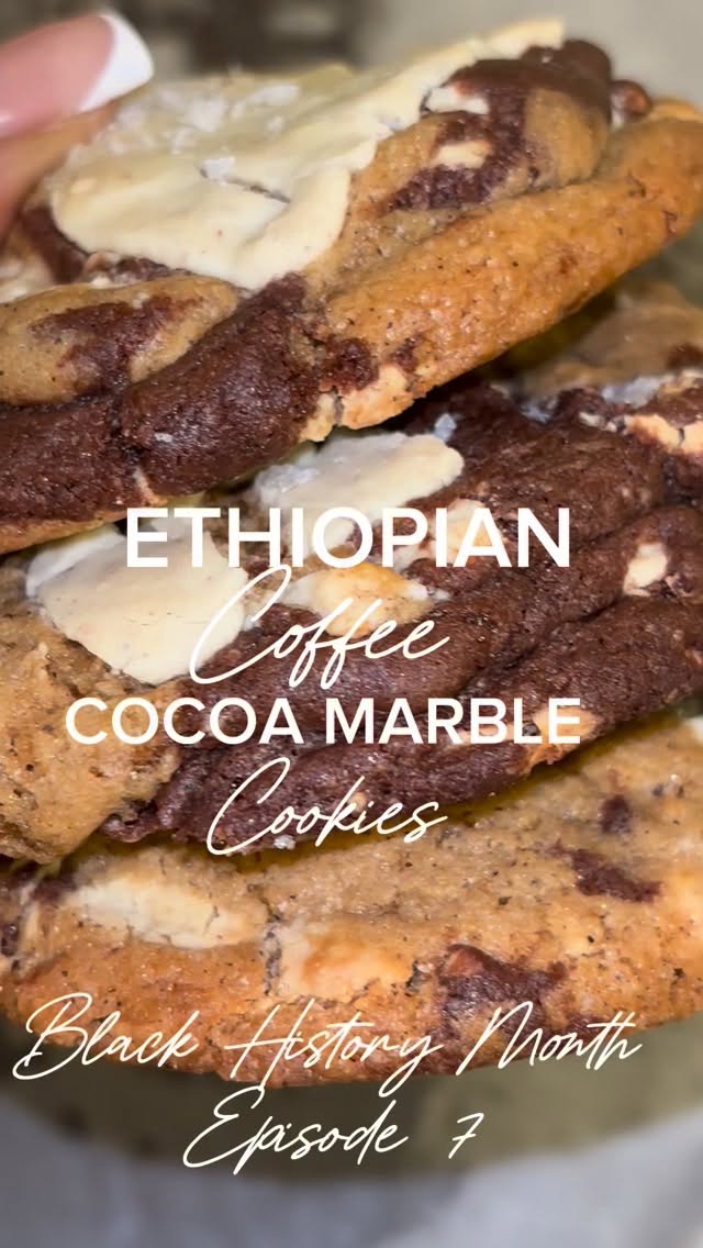 Last episode in the BHM series!!
Ethiopian coffee and cocoa marbled cookies
RECIPE:
100g salted butter, browned and cooled slightly
⢠50g light brown sugar
⢠65g granulated sugar
⢠2 tbsp of dark muscavado sugar
⢠1 large egg (room temp)
⢠1 tsp vanilla bean paste or extract
⢠180g plain/all-purpose flour
⢠1/4 tsp baking soda
⢠1/4 tsp baking powder
⢠1 tbsp cornflour
⢠1 tbsp ground cardamom (optional but beautiful for warmth)
⢠15g unsweetened cocoa powder (Dutch processed or Noir Intense for richness)
⢠1 tbsp instant Ethiopian coffee
⢠Pinch of flaky sea salt (optional)
⢠100g chopped white chocolate�
Method is in the comments!!