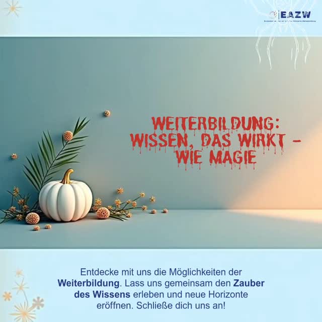 Weiterbildung ist kein Hexenwerk oder böser Spuk – aber manchmal fühlt sie sich an wie Magie. ✨
Mit den richtigen Methoden, den passenden Inhalten und einer Prise Humor entsteht aus Wissen echtes Können und Wirkung.
👻 Happy Halloween wünscht dir das Team der EAZW.
#WeiterbildungMitWirkung
#KeinHexenwerk
#EAZW
#LernenMitLeichtigkeit
#HappyHalloween