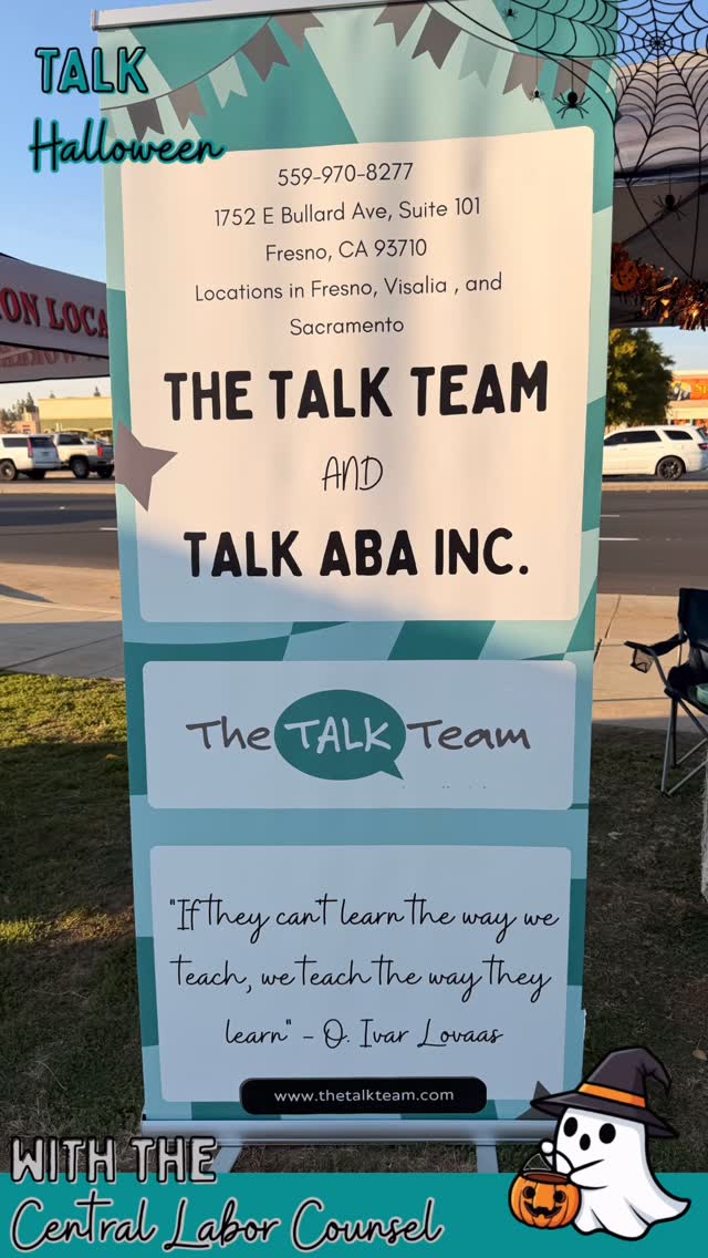 A big thank you to @centralcalabor for inviting us to this year’s Trunk or Treat! 🎃
We loved connecting with families and sharing in all the Halloween fun. #CommunityEvent #TALKABA #SpeechTherapy #ABATherapy #speech #outreech
