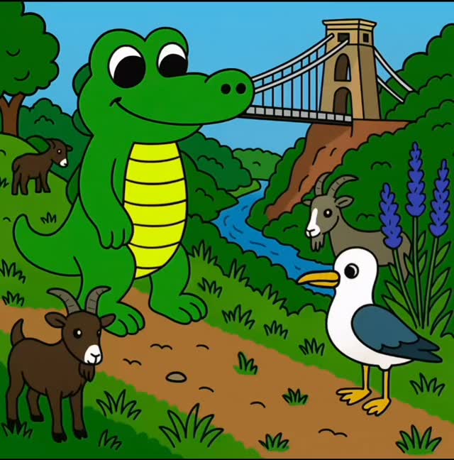 After a busy Halloween, the Bristol Crocodile and his seagull friend went for a bracing walk along the Avon Gorge today! 🎃🍂🐊🪶
The air was crisp, the views of the Clifton Suspension Bridge were glorious, and the famous goats were out nibbling the grass and keeping the cliffs neat. 🐐🌉
A perfect autumn adventure in the heart of Bristol. 💚
#BristolCrocodile #AvonGorge #CliftonSuspensionBridge #BristolGoats #BristolWildlife #BristolNature #BristolIllustration #SeagullAndCrocodile #AutumnInBristol #CrocodileAdventures #CliftonVillage #BristolCreatives #ChildrensIllustration #StorybookArt #BristolArtists #WildBristol #BristolViews #GoGreenBristol