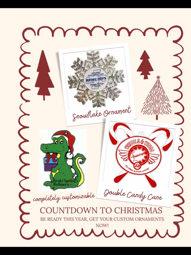 Made in the USA Custom Ornaments – A Perfect Seasonal Promotion
This holiday season, offer your customers a product that’s both festive and memorable. Our ornaments are manufactured in the USA from durable, hard plastic and feature raised and recessed graphics for a high-quality finish.
#HolidayCheer #ChristmasPromo #FestiveFavorites #DeckTheHalls #SeasonalMarketing