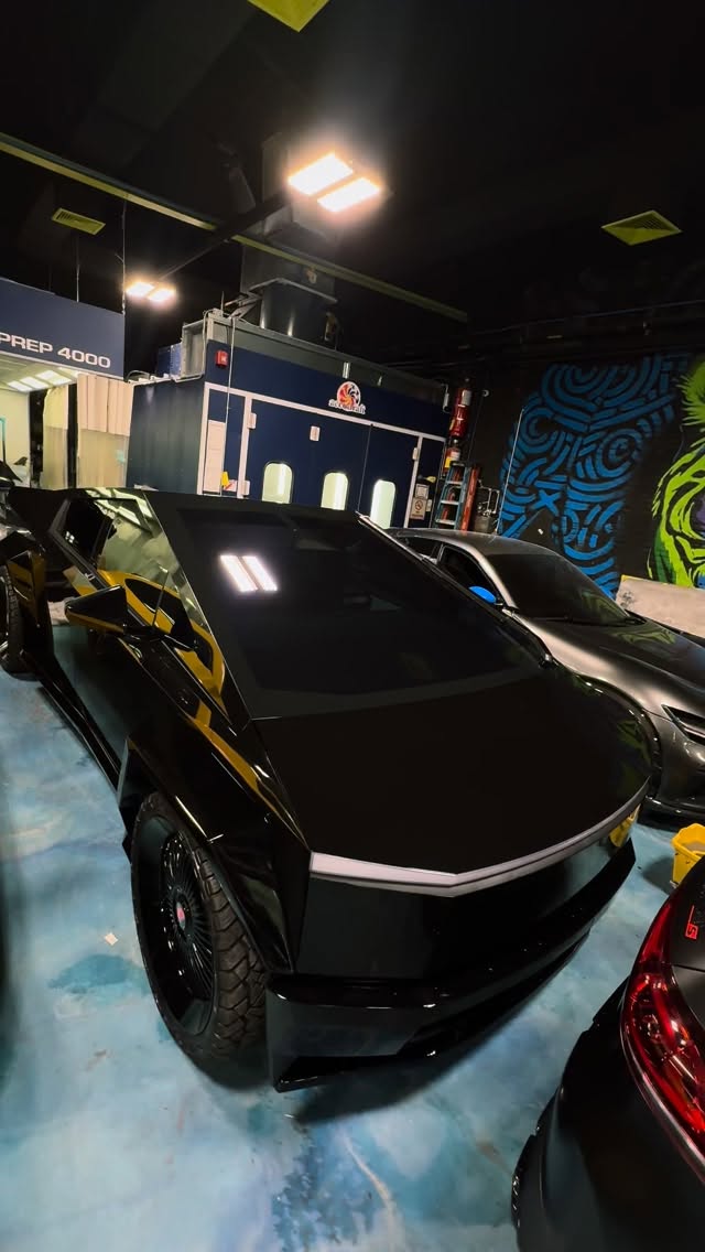 Cyberbeast 🦍❤️🖤… @waido.kits wide body, @forgiato slantlip wheels off-road tires, super high gloss black wrap/paint #autosportsbx #newyork #customized #forgiato #wrap