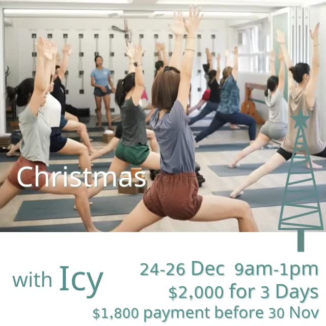 Christmas Yoga Intensive
Join us for a transformative 3-day yoga intensive designed to help you reflect on the past year and set intentions for the year ahead. This program will focus on asanas that enhance breath awareness and teach the art of practicing with effortless effort.
Through restorative practices, we will gather our inner energy and cultivate a space for personal growth and renewal. Embrace this chance to deepen your practice and reconnect with yourself as we transition into a new year.
Level: Yoga 1 +
聖誕三天瑜伽密集課程
這個為期三天的課程旨在幫助您安靜思緒,從而反思過去的一年,並設立未來一年的目標。課程將專注於增強呼吸意識的體式(asanas),並從而讓學員領悟練習時用力和放鬆的平衡。
通過修復性練習,我們將聚集內在能量,並創造一個個人成長與更新的空間。在這個新年過渡的時刻,抓住這個機會深化您的練習,重新連接自我。
程度:瑜伽1+
日期Date: 24-26 Dec 2025
時間Time: 9am - 1pm
費用Fee: $2,000 (3天課程 for 3 days)
早鳥優惠Early bird:
11月30日前付款$1,800
$1,800 Payment before 30 Nov
Registration 報名
WhatsApp 短訊到9071 0230
#Iyengaryoga #Yoga #QuarryBayYoga #NorthPointYoga #Virabhadrasana1 #Backcare #ImproveCirculation #PostureCorrection #YogaPractice #HealthyBack #HealthyNeck #Grounding #MotherEarth #BareFootShoes #Holistic #Healing #艾揚格瑜伽 #戰士一式 #足健 #膝痛 #健脊瑜伽 #瑜伽式子 #矯正不良姿勢 #改善血液循環