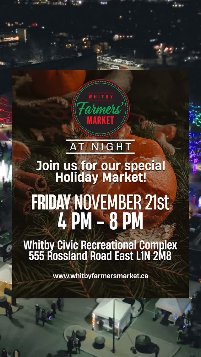 ✨Join us for our 2025 Christmas Markets!!
Friday November 21st 4pm till 8pm
AND
Saturday November 22nd 9am till 2pm
Shop for the most amazing gifts, yummy treats and more!
#outdoormarket
#indoormarket
#christmas
#livemusic
#holidayshopping
#whitbyfarmersmarket
#whitbyfarmersmarketinbrooklin
#brooklinontario
#whitbyontario