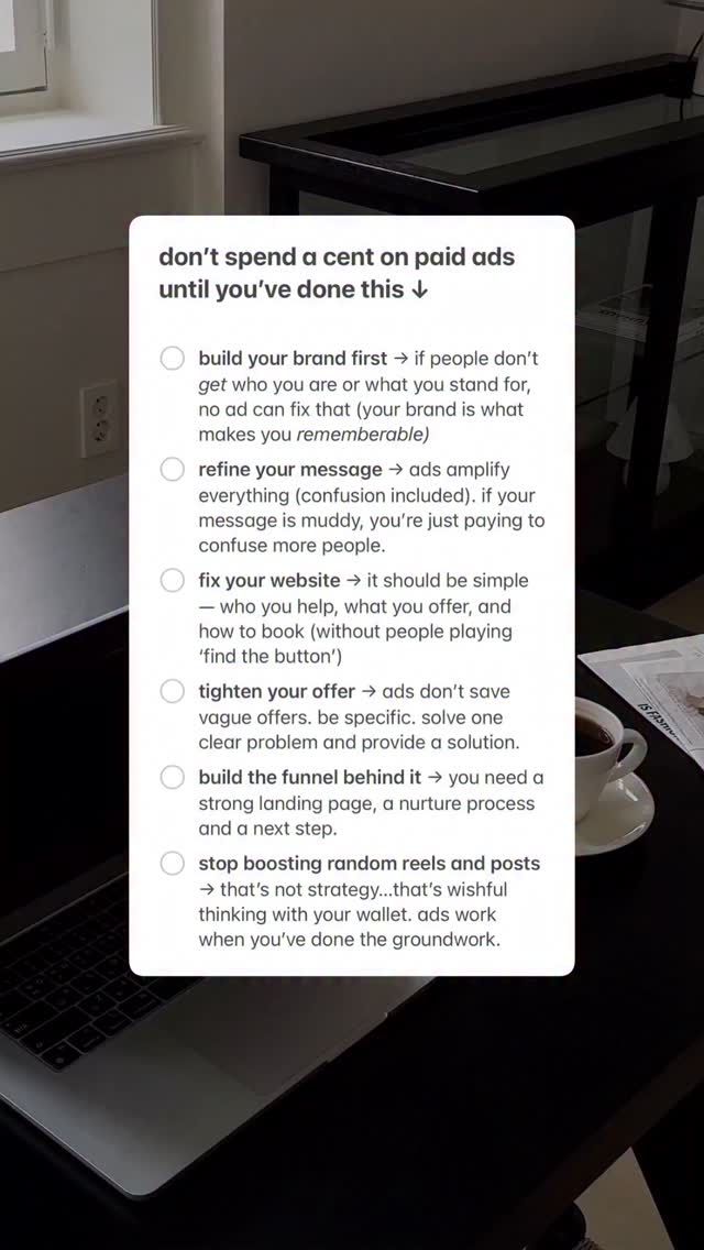 once you’ve done all of these, then you can start looking at paid ads 💸
#marketingtips #paidads #alliedhealthmarketing