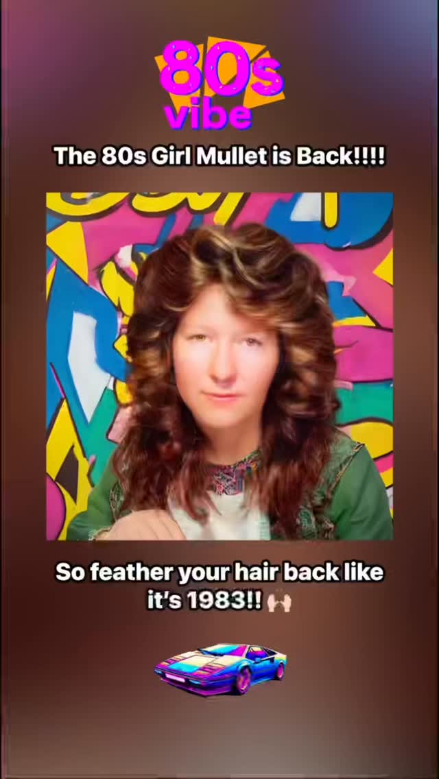 The 80s girl mullet is back! So feather your hair back like it’s 1983! #synthwave #80svibes