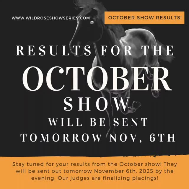 📣 Attention Riders! 📣
The results from our October Show will be sent out by tomorrow, November 6th, in the evening. 📨✨
Keep an eye on your inbox—you won’t want to miss it!
Thank you all for participating and making it a fun show! It was great to see everyones Halloween costumes!! 🎃🐴
#VirtualHorseShow #wildrosevirtualhorseshow #horseshow #horseshowing #virtualshowing #costumecontest