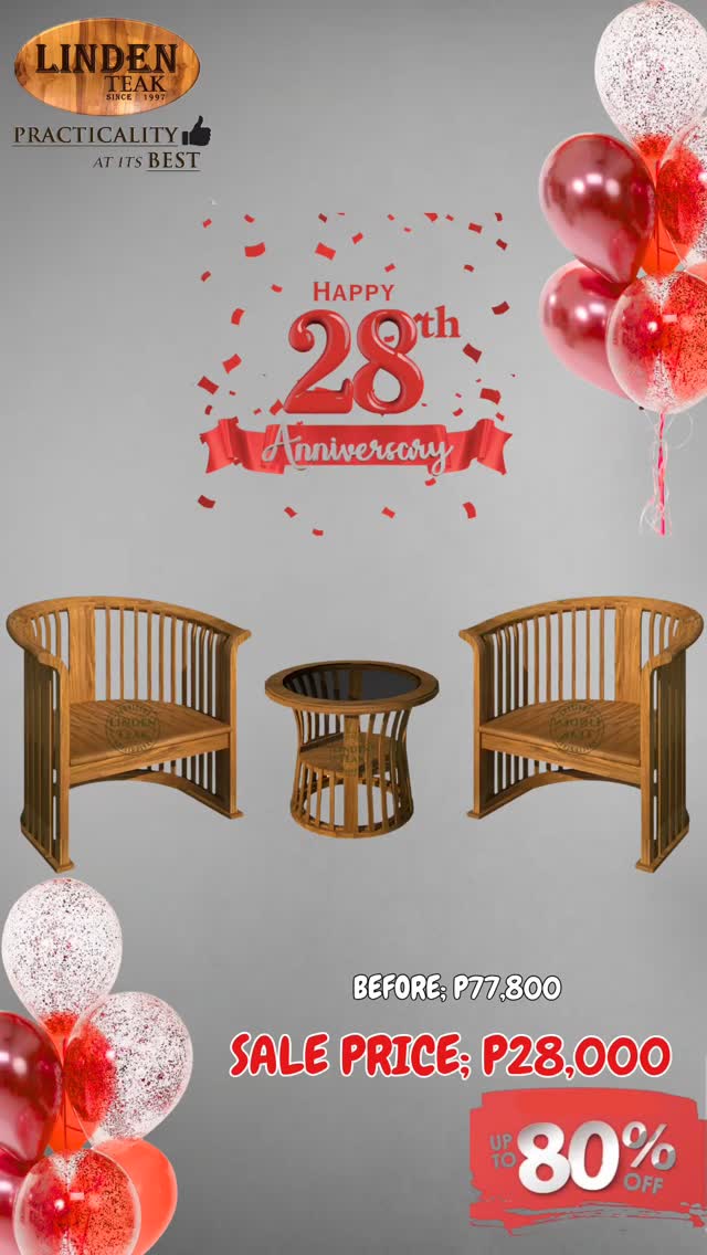 🎉 Celebrating Our 28th Anniversary!
This month only, enjoy up to 80%OFF on select items—our biggest savings of the year! Plus, get 0% interest for up to 12 months on selected purchases.
🪑 We also offer free design consultations and 3D drawings for customized furniture, along with free delivery in select areas.
📍 Visit our stores to explore over 500 actual ITEMS on display, or browse online at www.lindenteakfurniture.com.