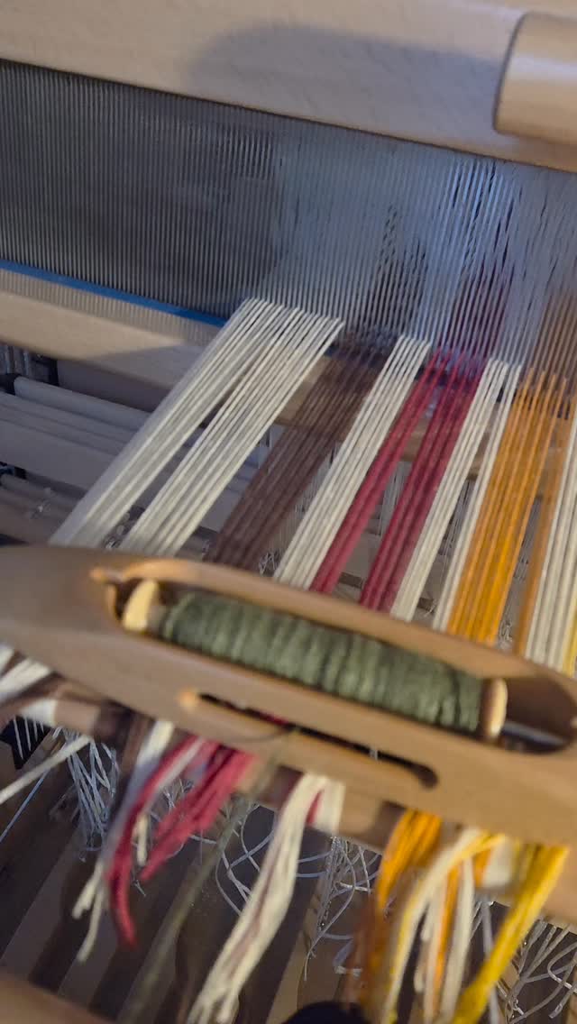 Moving right along. Asymmetrical division of space in two. Fall colors.
#sunriselodgefiberstudio #weaversofinstagram #weaving #handweaving #handmade #louet #spring #teatowels #towels #threadtherapy #kitchendecor #towels #cotton