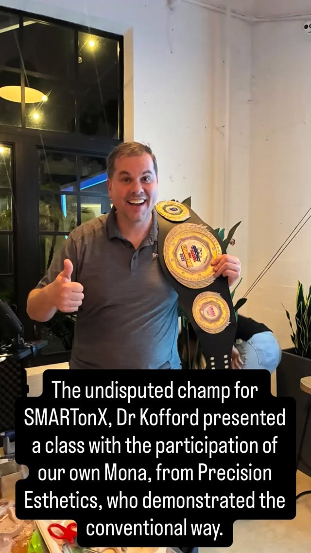 Great day with Dr Kofford at our @precisionestheticsdentallab Innovation and Learning Center, where our Removables Department, Department Manager @mona.farcas and Lab Manager @shong43826 became certified on @smartonx by Dr Brandon Kofford, DMD, MS, FACP.
Then off to his programme ACCELERATED FULL ARCH PROVISIONALIZATION WITH STREAMLINED EFFICIENCY UTILIZING SMARTDENTURE CONVERSIONS where our own Mona demonstrated the conventional way, and Dr Kofford explained the advantages of #smartonx #smartdentureconversions.
He is still the undisputed champion.
We’d also like to thank our partnership with @zimvie and doctor @chad.curtis for making these programs possible to our local doctors.
And last but not least @johnretterbush who organized the whole night.