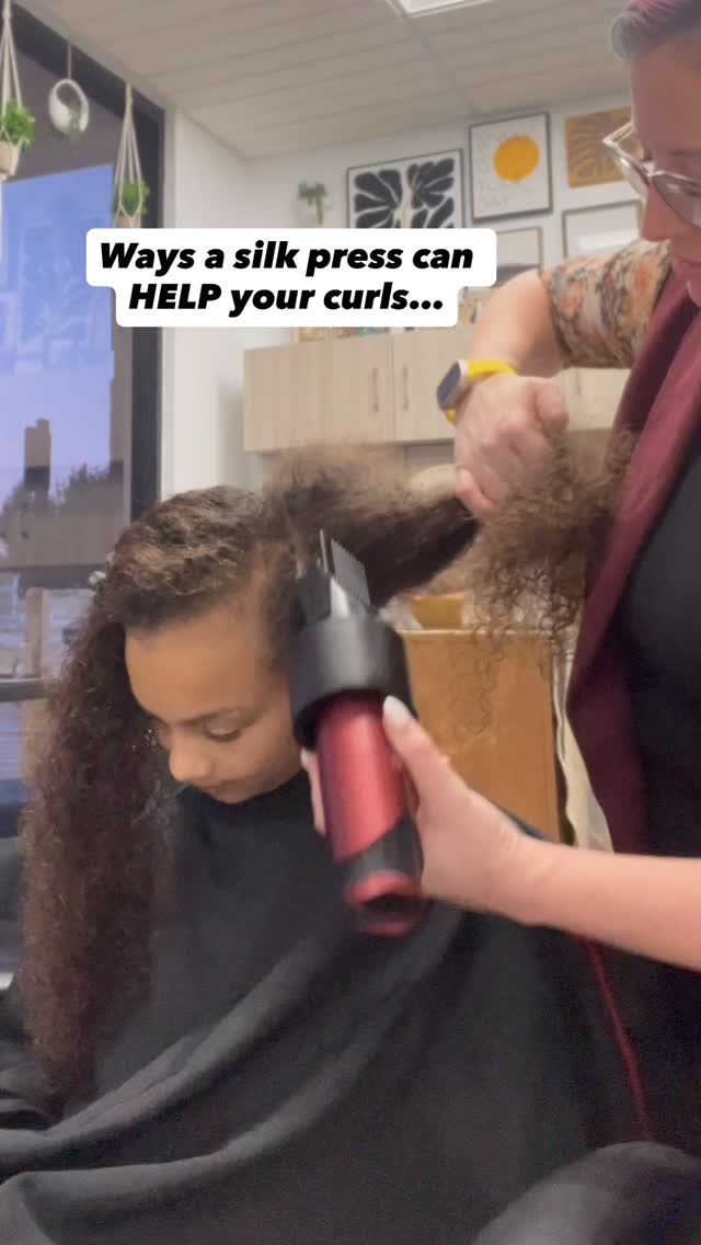 Silk presses have been a 🔥HOT🔥 topic in the salon lately, with many of our curly people wondering if it would be beneficial at all to their curls.
The answer is YES!!
We do a deeply hydrating shampoo & condition, followed with humidity blocking styling products for longevity of style, as well as use our Food For Soft oil from Matrix for maximum heat protection- while infusing your hair with the MOST hydration.
While the straightened style will only last until your next shampoo, the effects off all that hydration and moisture will last many shampoos after.
Have you been thinking about trying out a silk press? What questions do you have about them?
.
.
.
.
.
#cypresshairstylist #houstonhairstylist #houstoncurlspecialist #silkpresshouston