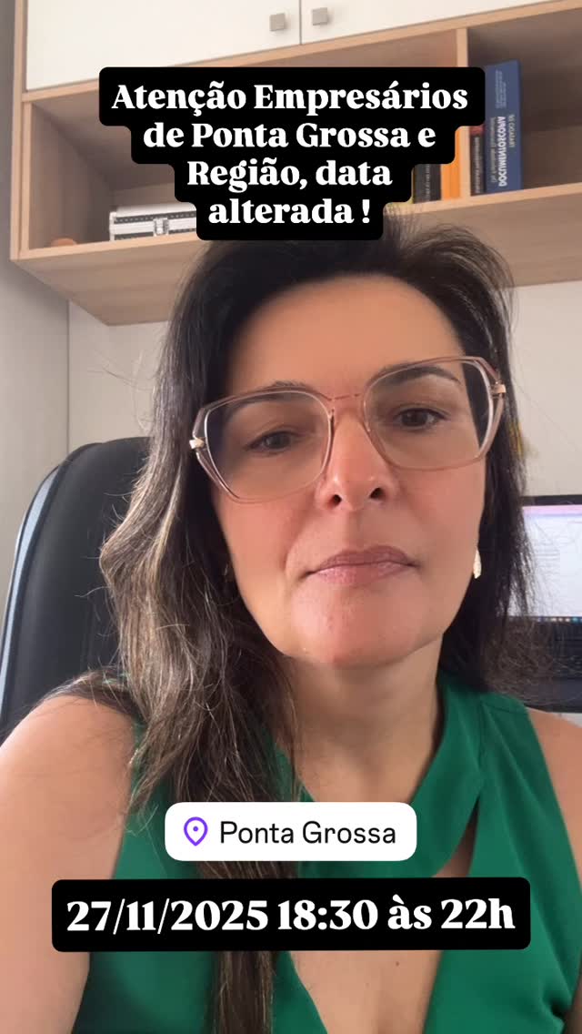 ⚠️ *Empresários de Ponta Grossa, atenção!*
Tem novidade importante sobre a nossa Imersão Presencial!
A data foi alterada para o dia 27 de novembro, das 18h30 às 22h, e você não vai querer ficar de fora dessa noite rica em conhecimento 💼✨
Nesta imersão, vamos abordar um tema essencial para todos os negócios:
💬 “Reforma Tributária e Prevenção de Ações Trabalhistas”
👩💼 Palestrantes:
Adriane Portes especialista na Reforma Tributária
Fernanda Leão especialista em prevenção de riscos trabalhistas
📍 Local: Avenida Visconde de Taunay, 1855 – Ronda, Prédio da ACIPG – Ponta Grossa
Será uma oportunidade única para entender as mudanças que estão por vir, aprender estratégias práticas e se preparar para o futuro da sua empresa. 🚀
As vagas são limitadas — garanta a sua e participe dessa experiência que vai elevar o nível da sua gestão!
🔗 SE INSCREVA AGORA ⤵️
https://payfast.greenn.com.br/pre-checkout/141865