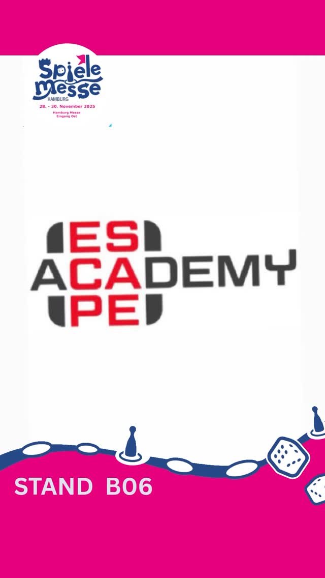 🧩 Stand B06 – Escape Academy auf der Spielemesse Hamburg 2025!
Rätsel, Nervenkitzel und Teamgeist – überall, wo du willst! 🔐✨
Die Escape Academy Berlin bringt den mobilen und nachhaltigen Escape Room direkt zu dir – verpackt in cleveren Escape Boxen, die du einfach ausleihen und überall spielen kannst. 🧳🎲
Wähle aus sechs spannenden Themen und Schwierigkeitsgraden – für Kinder, Teens und Erwachsene:
🎪 Hops & Hopsi – Das große Zirkusabenteuer
⚔️ Das Geheimnis der Sonnenritter
🏺 Die Perlen der Geopatra
🧭 Das letzte Geheimnis des Bernsteinzimmers
🧪 Der verrückte Professor
🏝️ Der Schatz von Isla de Coco
Ob zu Hause, auf Feiern oder im Team-Event – mit der Escape Academy erlebt ihr gemeinsame Abenteuer, die Köpfe rauchen lassen und Herzen höherschlagen. 💡💥
Schaut am Stand B06 vorbei, lasst euch inspirieren und testet selbst, wie viel Spaß Rätseln verbinden kann – denn #spielenverbindet 💫
#EscapeAcademyBerlin #SpielemesseHamburg #StandB06 #EscapeRoom #Rätselspaß #TeamEvent #HamburgSpielt
