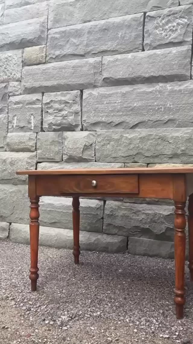 SOLD- another weekend, another table a really old one this time - picked up by bike in the neighborhood, scraped, sanded, stained and fixed the drawer with glue and nails. It was so smeared with orange gunk - but look what was underneath! Ready for the next few generations, ready to give a modern kitchen a touch of old class. Perfect for use as a desk too. #upcycledfurniture #refinishedfurniture #woodentable #vintagetable #küchentisch #holztisch #reusereducerecycle