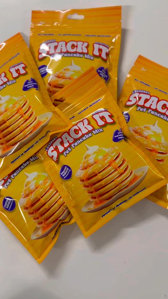 Here at #lbarkery we have had a few things going on behind the scenes .. and one of them is the rebrand of our famous #stackit pet pancake mix! Now available in resealable bags with all nutritional information on the back!