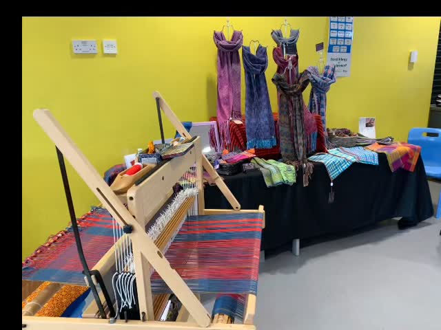 Enjoying my day here @socroart Christmas Fair! A wonderful eclectic mix of art and crafts and a steady footfall since 10am. #handweaving #handwoven #luxuryaccessories