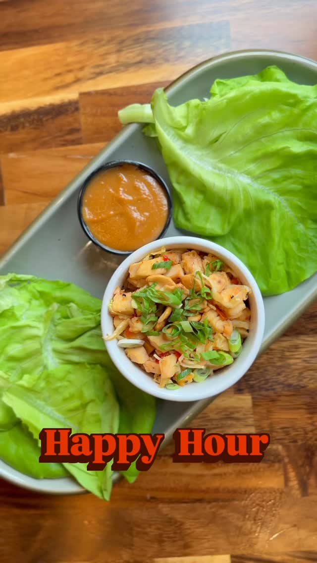 $6 Thai Lettuce Wraps = Happy Hour Delight. Block x Happy Hour still the best in town | Weekdays 3:30 - 6:30 #detroithappyhour #detroiteats