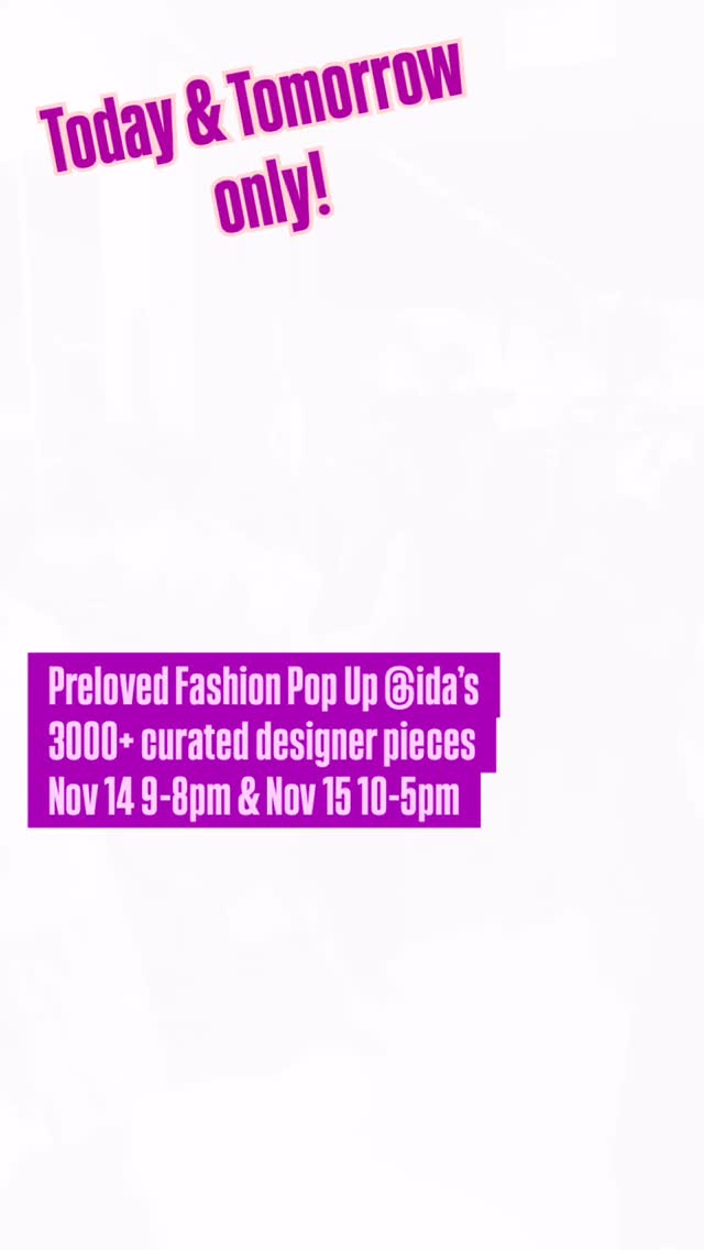 ✨ Happening Today & Tomorrow! ✨
Escape to Ida’s, Gillman Barracks for the ultimate Preloved Fashion Pop-Up!
🛍️ Explore 3,000+ curated pieces — clothing, bags, shoes & accessories from top designer brands.
Enjoy:
👗 Styling sessions with @life_by_tui
🌸 Floral magic by @charlottepuxleyflowers
💫 Final Hours Sale – 20% OFF (15 Nov, 3–5pm!)
Good vibes, great style & conscious shopping — you don’t want to miss this! 💕
#onesoulmanystories #PopUpSG #shoppingsg #MindfulShopping #circularfashion #sustainablesingapore #sgfashion #eventsingapore #popupsg