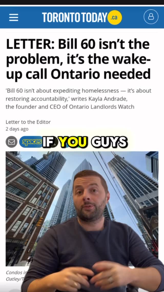 What do you think about Bill 60 in Ontario and how it affects the rental market?🤔💭
