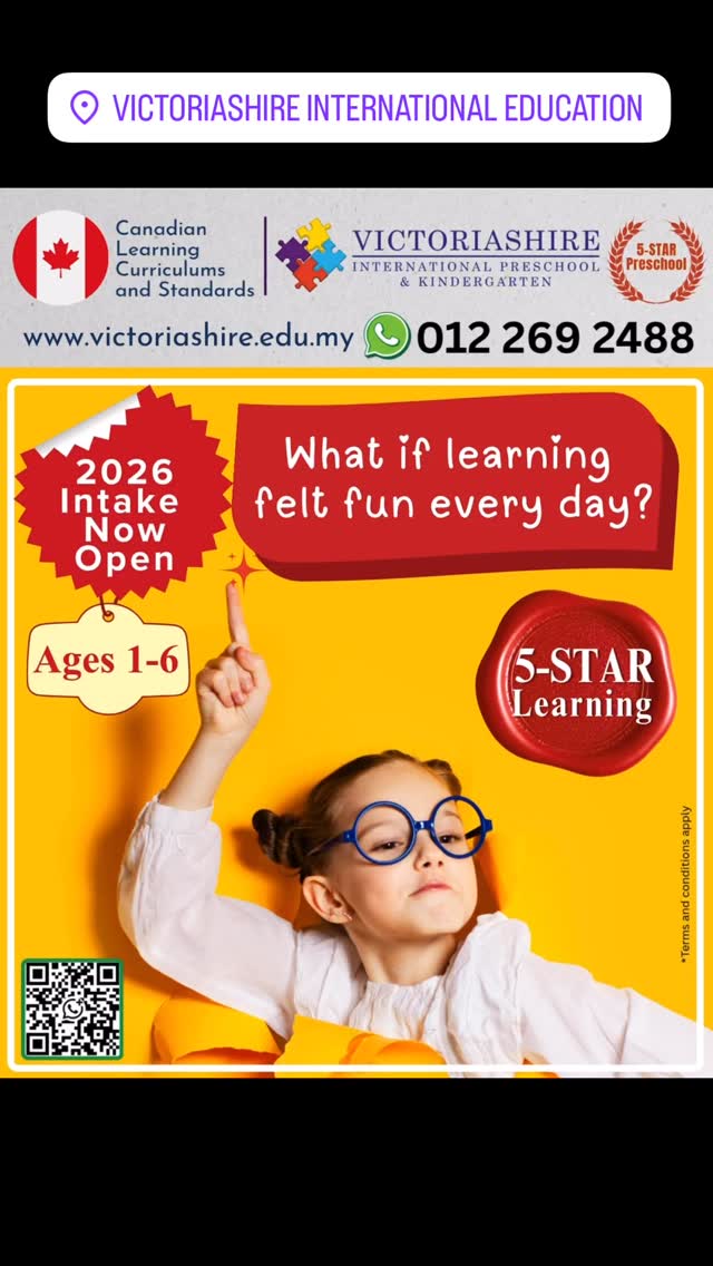 Give your child the best start in life! Join VIS’s 2026 Intake!🎉
Early Bird Promo — RM388 one-month trial / 50% OFF 🌟 Whatsapp: https://wa.me/message/TCOXYVIXMFDWM1 #vis #victoriashire #puchongpreschool #preschool #kindergarten #childcare #daycare #learning #tadika #taska #幼儿园 #蒲種 #Puchong幼儿园 #bandarputeripuchongpreachool #bandarputeri幼儿园 #daycare
@Everyone