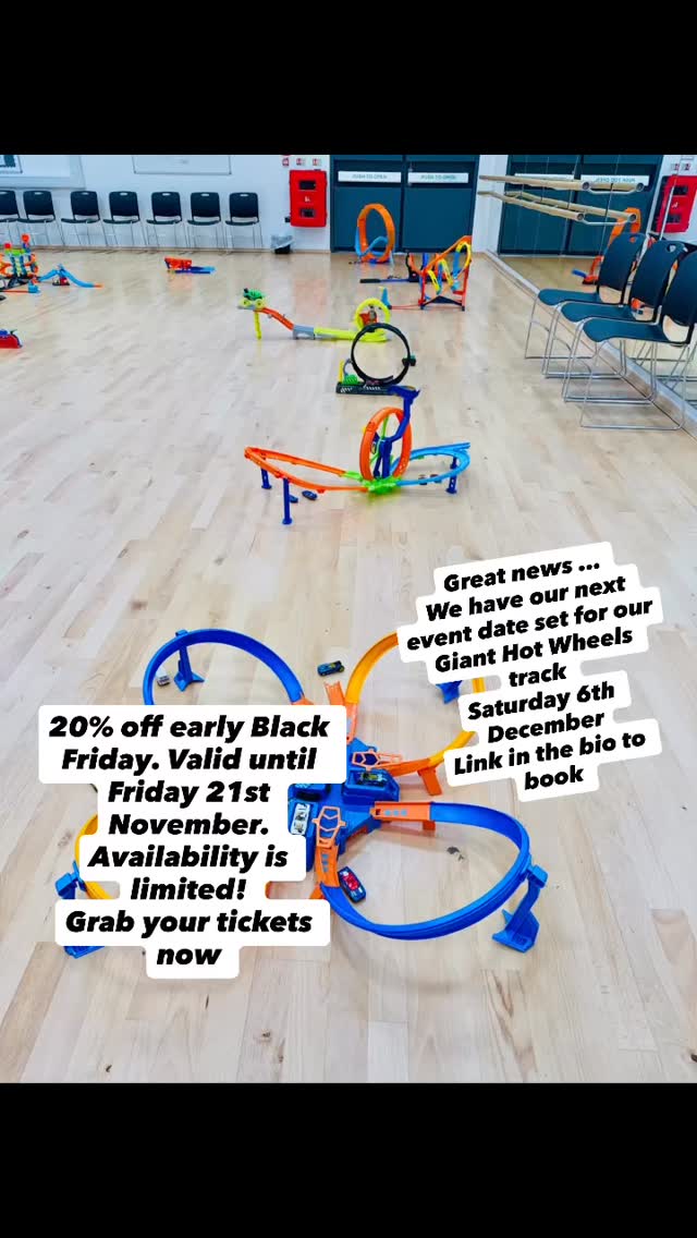 🚗🔥 Great News! Our Next Giant Hot Wheels Track Event is Coming! 🔥🚗
We’re thrilled to announce that our next Giant Hot Wheels Track Event is happening on Saturday 6th December in Enfield! 🏎️
Choose your session:
1️⃣ 10:00 – 11:00 AM
2️⃣ 11:15 AM – 12:00 PM
🎟️ Early Black Friday Deal!
Get 20% OFF your tickets — but hurry, this offer ends Friday 21st November and spaces are limited!
👉 Link in bio @hqplaydate
Can’t wait to see these sessions be just as fun, fast, and exciting as our last event! 💥
#HotWheels #FamilyFun #HQPlaydate #EnfieldEvents #KidsActivities #HotWheelsTrack #PlayDate #enfieldkids #enfieldtown #enfieldparents #enfieldkidsactivities #hertskids #londonkids #playcars #kidsfun #northlondon #northlondonkids #northlondonkidsactivities #northlondonparents