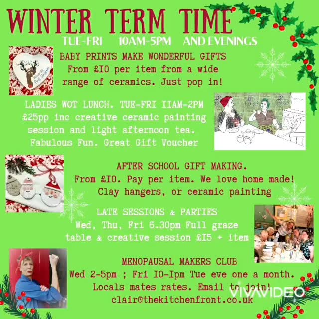 Well hello everyone. 😍
People have been asking us. .... Now we are ready!
So what have we got? Whatever it is, we offer unique, one off, personal, home made, made with love, affordable, being at the heart of our community experiences. Please join us.
AFTER SCHOOL GIFT MAKING 3.30-5pm Tue-Fri
£15 includes 3 hangers or one gift item
Blow your mind, not your budget.
LADIES WOT LUNCH Daily 11am-2pm Daily
£25 includes making and afternoon tea
Fun mini party, more than just lunch.
MENOPAUSAL MAKERS Wed pm, Fri am, + one Tue eve monthly.
Locals rates. Pop in, join in, easy come easy go. All arts.
Locals makers club running term times.
LATE SESSIONS Wed, Thursday, Fri evenings. 6.30-late
£15 +item. Includes fabulous graze table or just desserts
Party evening, create-eat-drink. BYO fizz.
FESTIVE MARKET DAY FRI 5th DEC 11-6pm
Lovely day showcasing the fantastic SEN students' work
Pop by, support, say hello, see what we are about.
(Oh, we do amazing project work with young people!)
You can even book on line! Or failing that, pick up the old dog n bone, and call us 01288 350107.
Thank youuuuuuuu🥰🥰🥰🥰 big love
TTFN