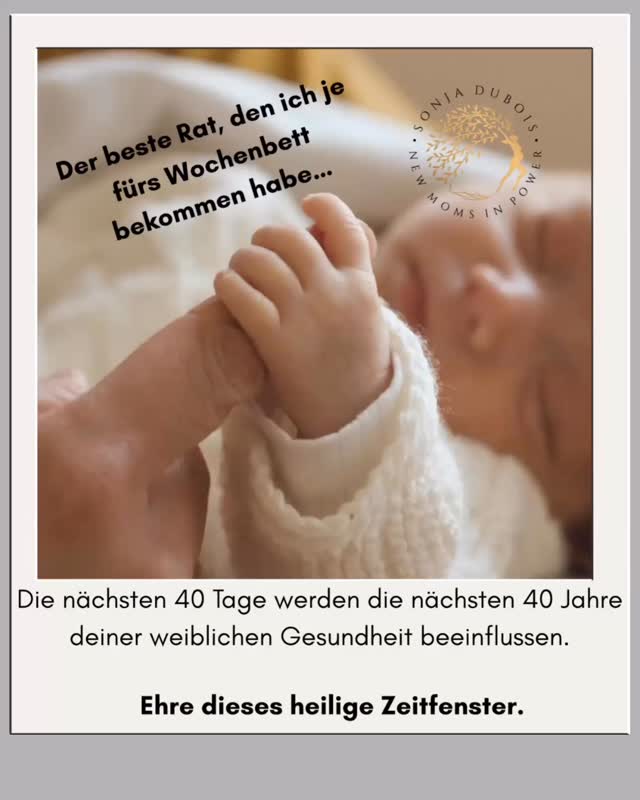 🌿 Die 40-Tage-Regel, die alles verändert
In vielen traditionellen Kulturen gilt: „40 Tage Ruhe für 40 Jahre Gesundheit.“
Das Wochenbett ist keine Pause – es ist der Beginn deiner Heilung, deiner hormonellen Balance und deiner weiblichen Kraft.
Diese Zeit entscheidet, wie dein Körper sich regeneriert, wie sich dein Zyklus stabilisiert und wie tief du dich wieder mit dir selbst verbindest.
✨ Nimm dir Raum für Wärme, nährendes Essen, Berührung, Schlaf und Stille.
Ehre diesen Übergang – er prägt die nächsten Jahrzehnte deiner Gesundheit.