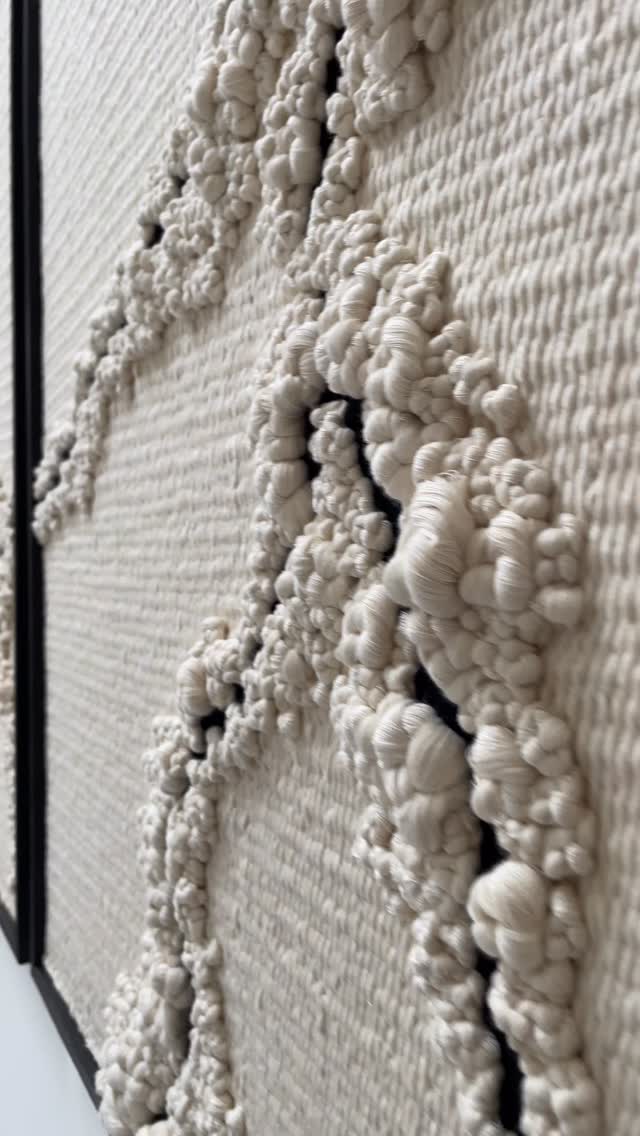 From the UK…this pair of woven commissions flew all the way to California USA🖤
Keep watching to see me for scale and where they are now in their forever home.
Inspired by ancient gorges cutting through the landscapes. Created by making my own solid oak frames, then weaving and knotting my own signature knot thousands of times.
Please do let me know what you think? 🖤
Gorge 008 (sold)
100cm x 100cm
•Gorge 009 (sold)
100cm x 132cm
Yakisugi (scorched black) oak handmade frame, Organic cotton knotted & woven
.
.
.
.
.
.
www.ellecollins.com
#midlandsartist #largescaleart #wallarts #slowart #contemporaryart #artforinteriors #artinspiredbynature #artforinteriordesigners #sculptureart #textileart