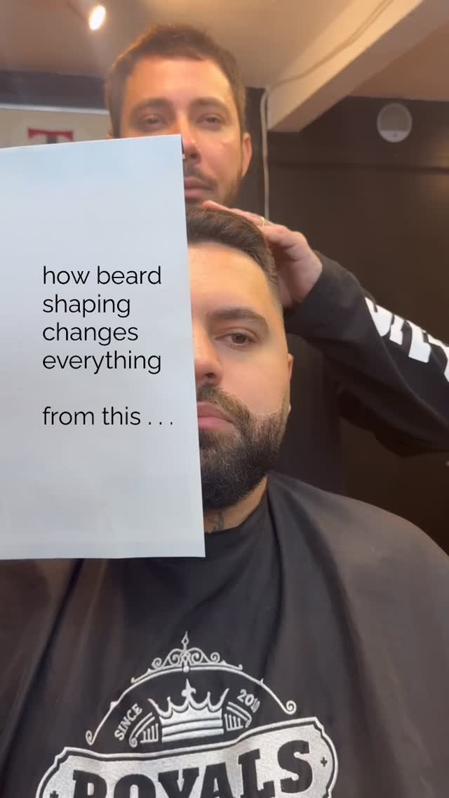 The way you shape your beard can change the way your face is perceived.
On the right, a curved line softens the cheeks, giving a fuller, rounder appearance.
On the left, a straight line creates a sharper, slimmer look, emphasizing a more defined jawline.
Which side would you go for?
#royalsbarbershop #barbershoproyals #beardtrim