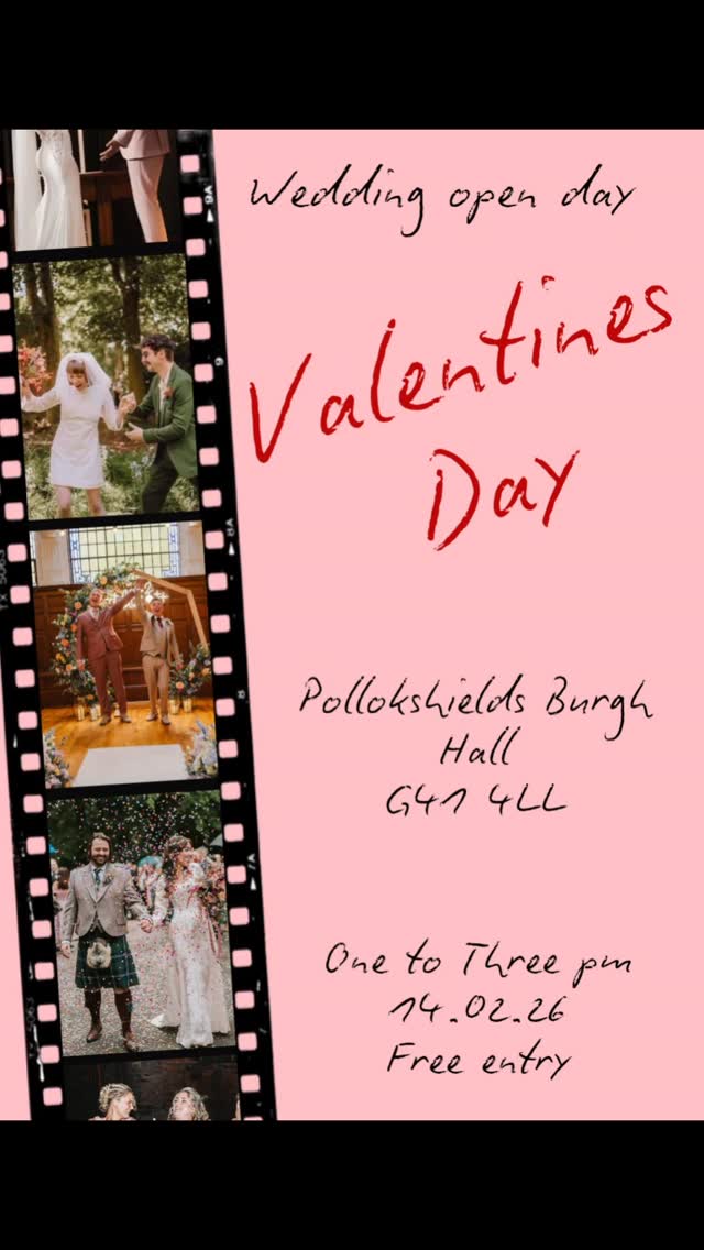 β€οΈ Wedding Open Day β€οΈ
14.02.26 / 1-3pm
Free entry
β€οΈ
#pollokshields #pollokshieldsburghhall #glasgow #glasgowweddingplanning #glasgowweddingvenues #glasgowweddingvenue #weddingvenueglasgow #weddingscotland #weddingvenuesglasgow #wesdinginspiration #weddinginspo #weddingglasgow #weddingsuppliersglasgow #weddingday #weddingvenue #weddingplannerscotland #weddingsinscotland #newlyengaged #engagedscotland #engaged #uniquevenueglasgow #historicvenueglasgow #uniquevenue #dryhire #diywedding #dryhireglasgow #flexibleweddingvenue