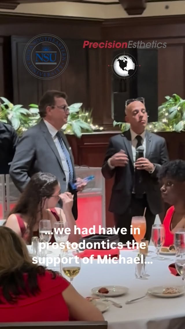 A warm introduction by The Chair of The Department of Prosthodontics at @nsuflorida Dr. @alexanderbendayan about @precisionestheticsdentallab Founder and CEO Achim Michael Renner, MDT who has for (closer to 25) years collaborated with the University and continues to lead the way forwards towards full digitization and modernization in the curriculum with Dr. Bendayan and the wonderful faculty, professors, and residents at NOVA. Cheers to a fantastic Holiday party and to many years more! 🥂
#digitaldentistry #holidayparty #dentallaboratory #precisionesthetics #dentallabtechnician #MDT #dentallab #futureofdentistry #drbendayan #nsu #nova