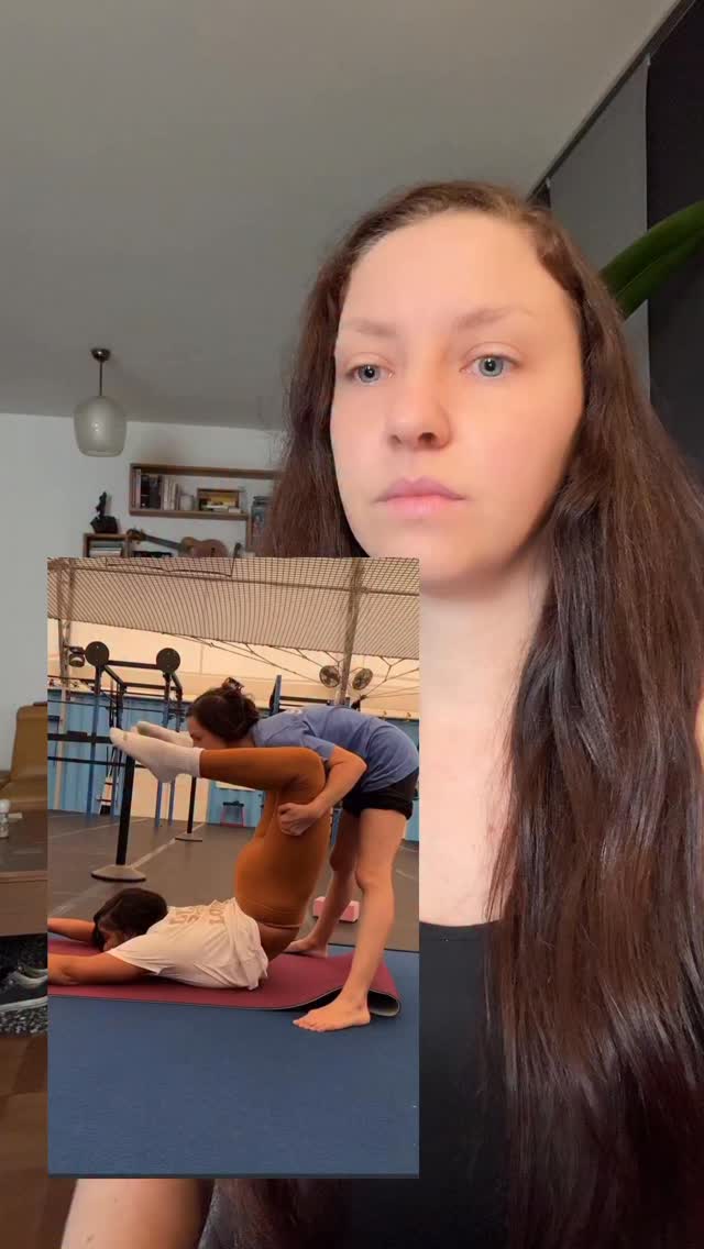 Moral of the story: Don’t let people bounce you aggressively in stretches
Also, no shade intended to the person in the chest stand (this is the person who actually posted this video). But I needed to address this because people NEED to know that this is not the way to train.
Being put into positions by someone isn’t ideal. You should have the strength and flexibility to get yourself into these positions, and *then* a good coach can safely help you get deeper.
Stay safe (and Shrimpy), friends 🦐
#trainingwithcatiebrier
#contortiontraining
#shrimparmy
#notyoga