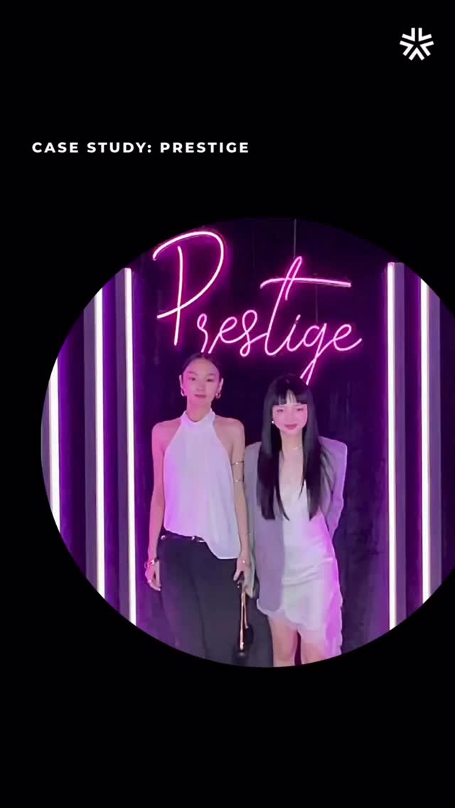 Guest serving looks on our runway booth as Prestige turns 25! 🥂