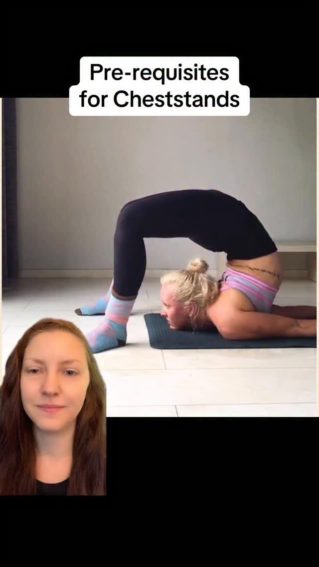 Reposting in response to my last post…
I got some comments on my last post along the lines of “how beginners train cheststands”, to which I responded “they don’t” 😅
So here is what beginners should be working towards BEFORE training cheststands 💯
Cheststands are the DREAM for so many, and honestly, a reasonable goal 😃
BUT, they are the outcome of consistent flexibility training, NOT the starting point 🙅♀️
Being able to do a couple of key things first is super important to ensure you have enough flexibility, strength, and body awareness to *safely* train chest stands.
Catie Brier’s pre-requisites for Cheststands:
1️⃣ Be able to do an elbow bridge with shoulders stacked over elbows, head lifted up, and feet pretty close to hands
2️⃣ Cleanly go from bridge/wheel down to elbows and back up to bridge (ideally with both arms at the same time)
Now, the actual elbow bridge position looks different body to body, so it’s totally fine if you don’t look like the people in the photos! Just focus on the alignment and details mentioned above 👆
The elbow bridge and transition from bridge teaches you to control your body in a deep backbend. And honestly, being able to do that is the *real* pre-req for chest stands.
Once you are able to do these two things, training the Cheststand itself will mainly be about learning technique …and getting used to having all your weight on your face 😅
If you need help developing this flexibility, check out my Personalized Flexibility Training program! This is the *best* programs out there to help you improve the flexibility needed to safely work on beautiful bendy tricks 💯
Stay Shrimpy, friends! 🦐
And let me know if you have questions in the comments 👇
#trainingwithcatiebrier
#contortiontraining
#shrimparmy
#notyoga