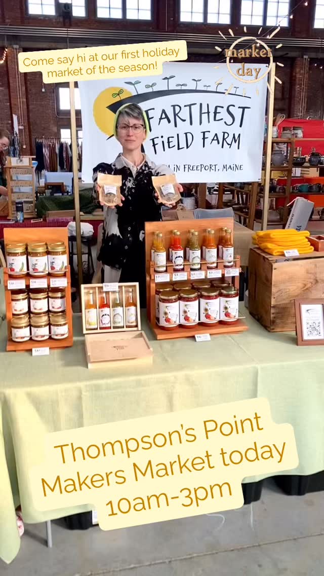 We’re at the @thompsonspoint Makers Market today with a lot of new products, including Candied Ginger and Candied Turmeric, grown right on the farm! Smoked and dried hot peppers, sun-dried tomatoes, and all of our usual pantry staples and hot sauce. Come pick up a gift box for the holidays or just re-up on whatever you’re running low on. Running out of hot sauce is a devastating thing — don’t let it happen to you or your loved ones!
#hotsauce #holidaymarket #mainefarms #candiedginger #candiedturmeric #shoplocal #shoplocalmaine #mainesmallbusiness