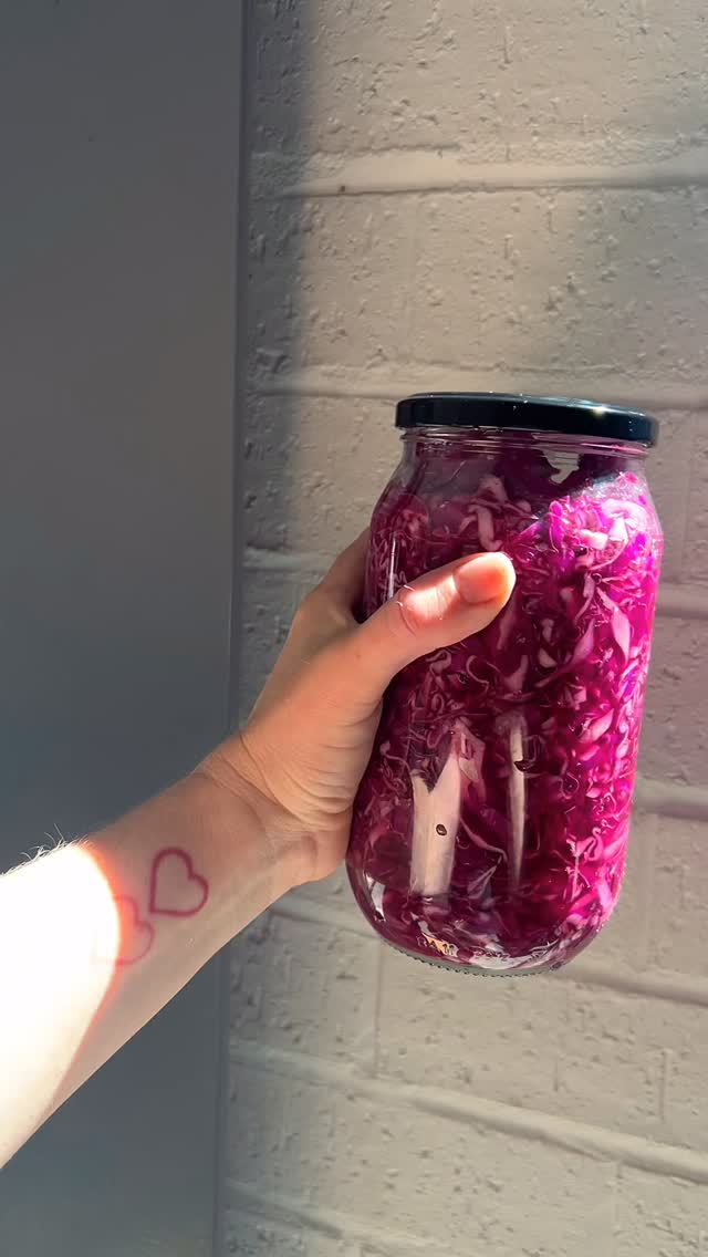 Quick pickled cabbage salad
A good little meal prep ritual, cheap to make & bulks out any meal think tacos, falafel bowls, salads, ect.
Supports gut health, liver detox & blood sugar regulation. Adds flavour to meals & fills out your plate, helping with satiation.
Ingredients
1 cup vinegar ( apple cider vinegar, white wine vinegar or red wine vinegar)
1 cup filtered water
2 cloves of minced garlic
1 tsp salt
2 tsp of sumac (optional)
2 tbsp of maple
1/2 large red cabbage
Directions
Slice cabbage in a food processor or finely by hand, keeping one of the outer leaves aside. Find 2 clean large jars & stuff the cabbage in, pressing down as you go so it’s well compacted.
Add water, maple syrup, vinegar & salt to a saucepan & bring to boil. Turn off the heat & add garlic & sumac if using. Poor over the cabbage until both jars are full. Tear two pieces of the reserved cabbage leaf & place in the top both jars, pressing down to keep the cabbage submerged under the pickling liquid. Keep in fridge for a week or two.
#mealprep #nutrition