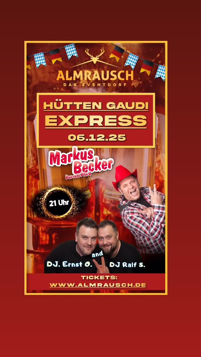 🎠 Der nächste Hütten-Gaudi-Express im Almrausch startet! Diesmal als SPEZIAL-EDITION. Bei uns ist unter anderem der legendäre Party-Sänger @markus_becker_offiziell zu Gast!
Das Ticket mit Online-Bonus könnt ihr euch unter www.Almrausch.de ab sofort sichern!
#reutlingen #almrausch_rt #party #club #rotePferd