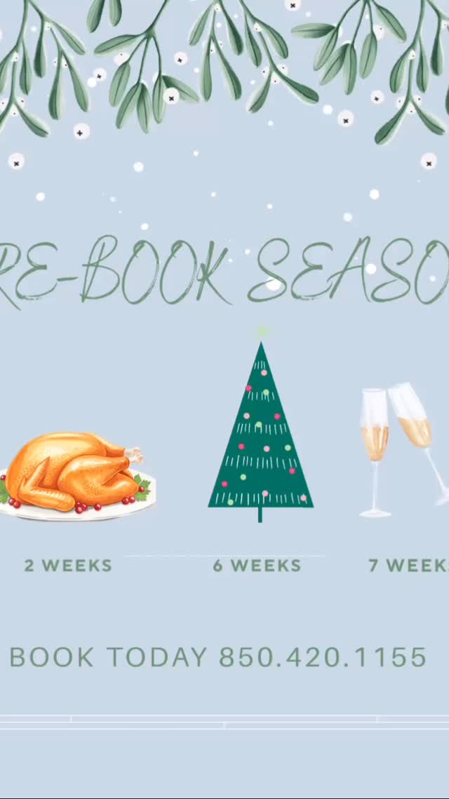 Holidays are right around the corner! 🍗🎄🥂 Don't wait on booking! 850.420.1155 #holidays #glamitup #thefacebar_esthetics