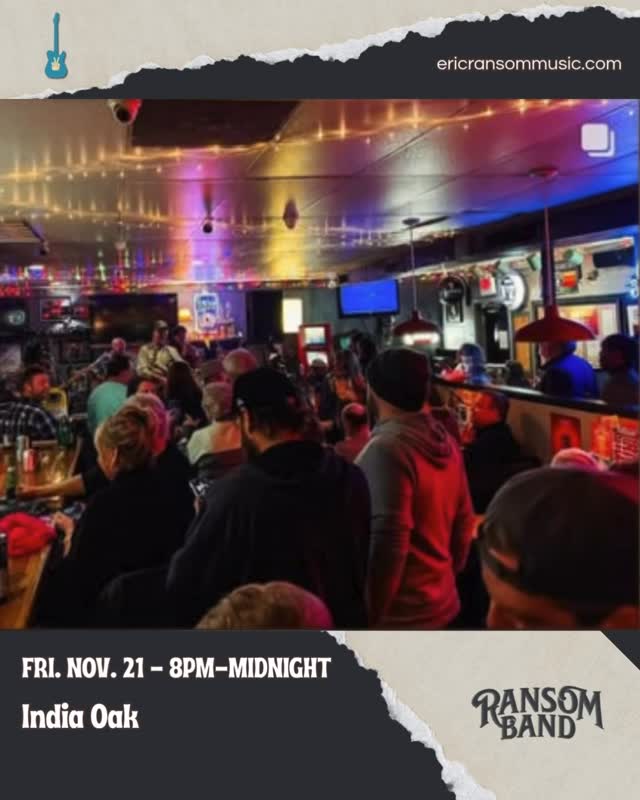 🎸 Psyched to be back rocking the India Oak! 🎤🔥
Friday, November 21 • 8–Midnight
Gonna be a smokin’ band with:
🎹 @andrewwade42 bringing the heat on keys
🎸 @sgtfloydpepper322 laying down the bass groove
⚡️ @christipherdwhitney melting faces on guitar
🥁 @joenelson6049 holding it all together on the pots & pans
Let’s rock out! 🤘🔥🎶