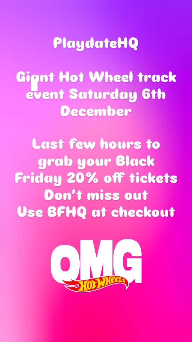🚨 LAST FEW HOURS! 🚨
Don’t miss out on our Black Friday 20% OFF tickets for the Giant Hot Wheels Track Event happening Saturday 6th December! 🏎🔥
Use code BFHQ at checkout! 🏷️✨
📍 Enfield – Wren Academy
🕒 2 sessions to choose from:
• 10:00–11:00am
• 11:15–12:15pm
🅿️ Free Parking
Bring the kids for an epic day of fun with monster trucks, cars, and HUGE Hot Wheels tracks 🤩🧡
Perfect for watching, playing, and making memories! 👨👧👦🚗💥
⏰ Hurry… this offer ends soon!
🎟️ Grab your discounted tickets now
#hotwheels #enfieldkids #enfieldparents #enfieldtown #enfieldkidsactivities #hertskids #londonkids #playcars #kidsfun #enfield #smallbusiness #hertfordshire #thingstodokids #thingstodoenfield
