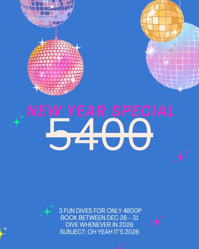 New Year, New Dives, Price Drop! 🪩
We are dancing our way into 2026 with a massive special! Get 3 Fun Dives for just 4800P (down from 5400P). Start your year with bubbles, blue water, and good vibes with Tabanka Divers! 🌊✨
How to claim:
🗓️ Book only between Dec 26 - 31
📧 Email us with subject: “OH YEAH IT’S 2026”
🤿 Dive anytime next year!
Tag your dive buddy below and let’s get wet! 👇
#TabankaDivers #ScubaDiving #NewYearSale #DiveLife #elnido
